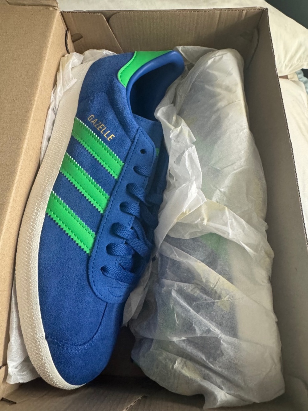 adidas Gazelle Blue with Green Stripes Men’s Sneakers